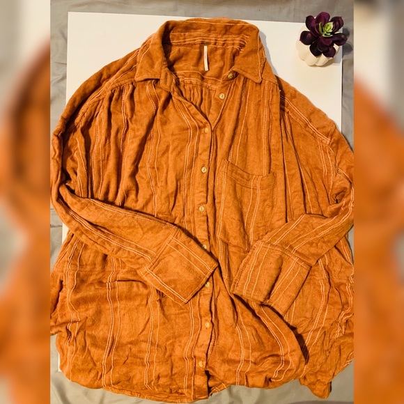 Free People Tops - FREE PEOPLE > Orange Flannel Top